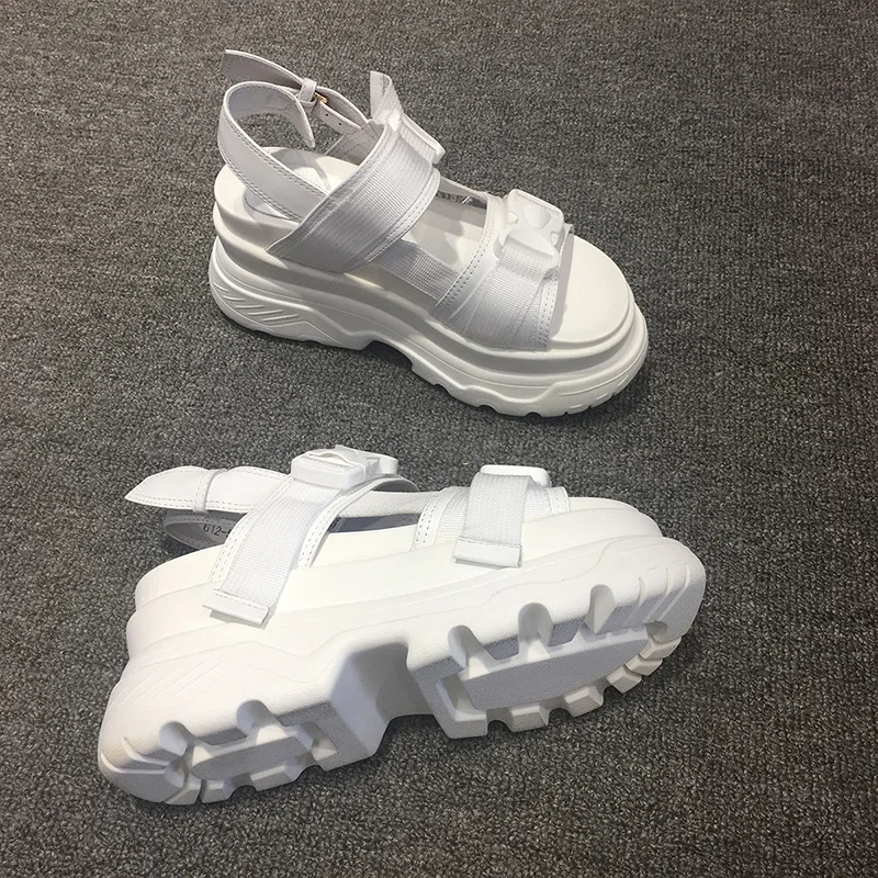 

SWYIVY PU Wedges Shoes Woman Sandals Buckle Strap High Heel Women Casual Shoes New 2020 Summer Platform Sandals Ladies Fashion
