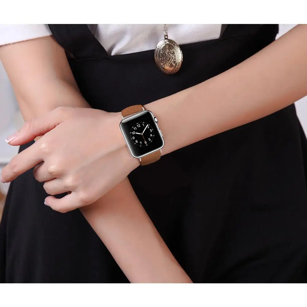 

Oulucci classic Leather for apple watch series 5/4/3/2/1 Brown black watch accessories for apple watch band 38mm/40mm/42mm/44 mm
