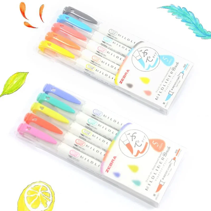 

10 New Colors Zebra WFT8 MildLiner Double Tip Highlighter Soft Brush Painting Marking Pen Japanese Stationery Original Product