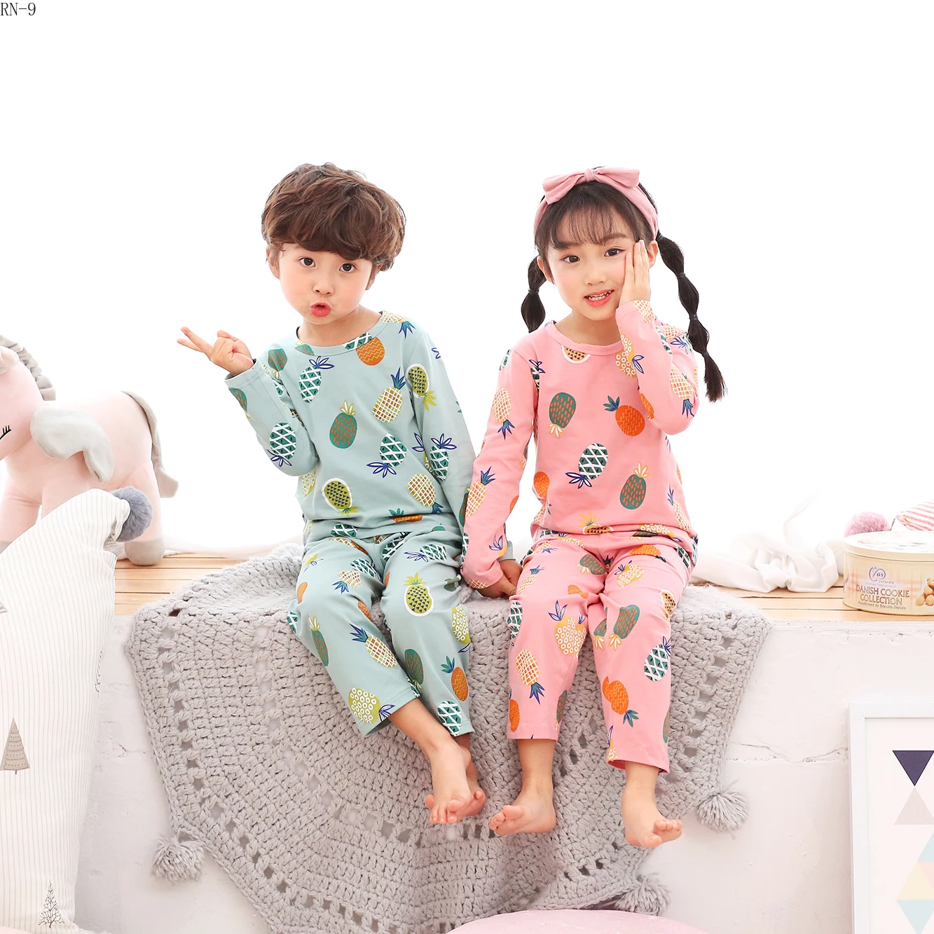 Детская Хлопковая пижама с длинными рукавами для мальчиков теплая одежда сна