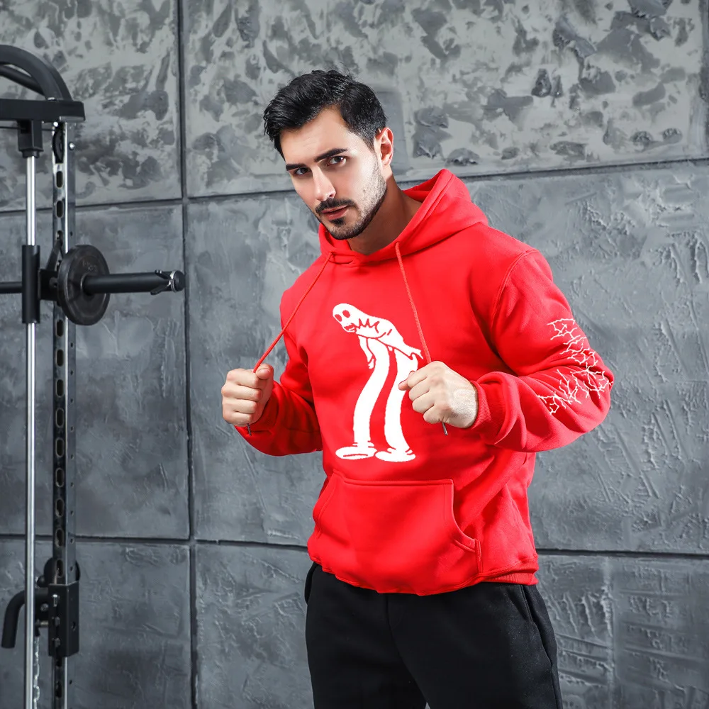 

ZOGAA 2021 New Style Hoodie Cotton Long-Sleeved Round Tie Hood Pullover With Print On Chest And Arms Fashion Sportswear Men Top