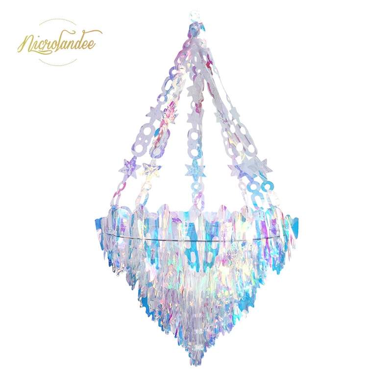 NICROLANDEE 14 дюймов Переливающаяся подвесная люстра в форме потолочного украшения
