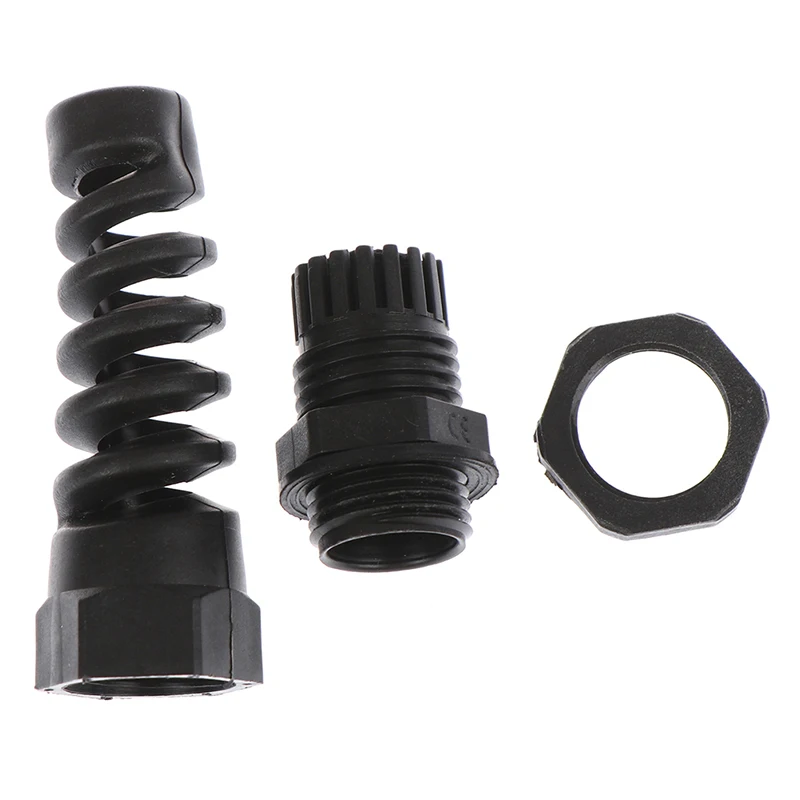 

5pcs IP67 Waterproof M12/M16/M18/M20 Cable Gland Connector Plastic Flex Spiral Strain Relief Protector For 3-12mm Wire Thread