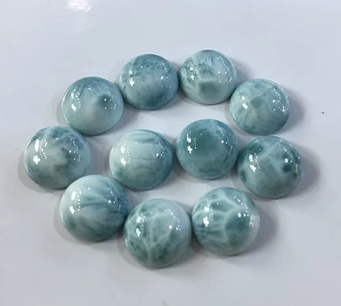 Подлинный larimar10 мм круглый кабошон натуральный Ларимар драгоценный камень 2