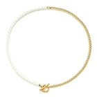 Ожерелье-чокер из нержавеющей стали с имитацией жемчуга Handmad для женщин и девушек новые модные корейские украшения