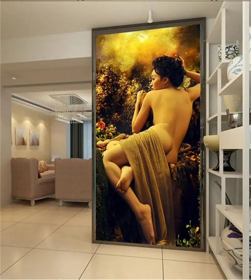 

Фотообои на заказ, 3d фотообои для гостиной, крыльца, девушки и розы, картина маслом, фотообои, нетканые обои