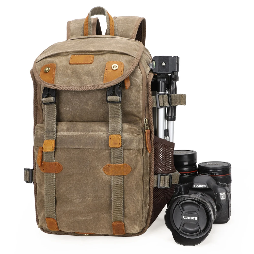 

Batik Canvas + Leather Waterproof Camera Bag Outdoor Photography DSLR/SLR Backpack Fotocamera SLR Bag for Nikon Canon Sony DSLR