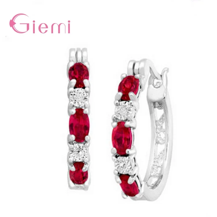 Серьги кольца женские из серебра 925 пробы с инкрустацией фианитами|Серьги-кольца|