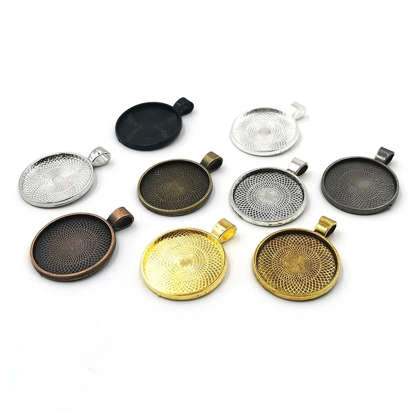

5Pcs/Lot 25mm Round Cameo Bezel Blank Charms Tray Cabochon Base Settings Pendant Basics Findings for Jewelry Making Accessories
