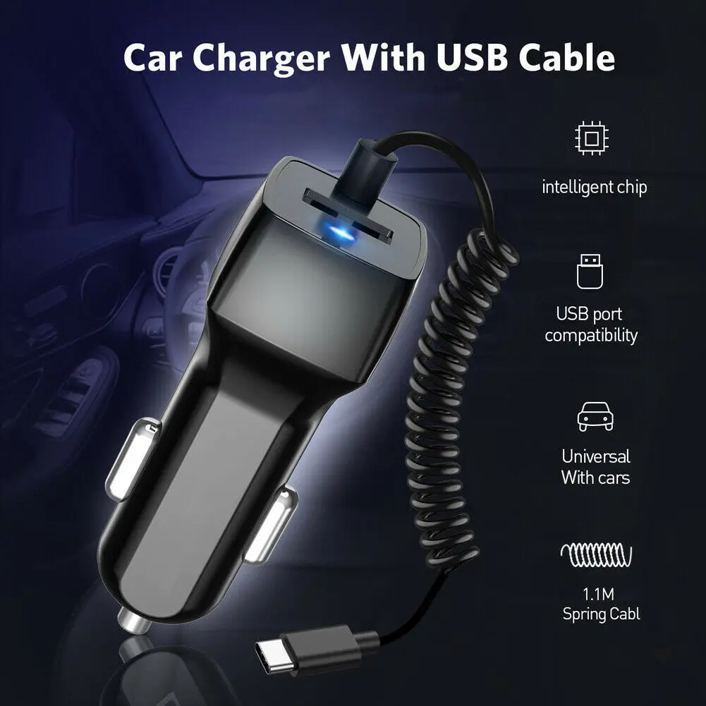 Универсальный двойной зарядное устройство usb для iPhone X XR XS Max Micro Тип usb C кабель для зарядки в автомобиле для samsung S8 S9 плюс