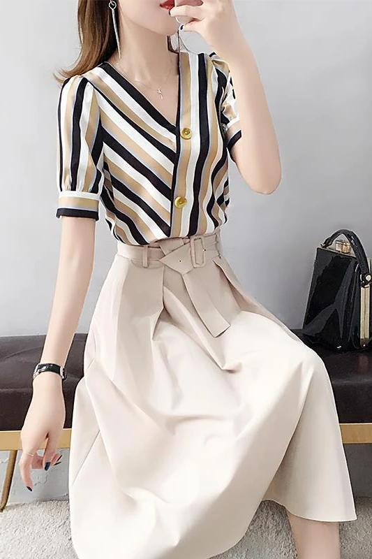 

Korean Style 2 Piece Set Women Suits With Skirts Sashes Skirt And Blouse Female Office Suit With Skirt Conjunto Feminino