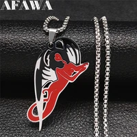 2022 wing female devil stainless steel statement necklace silver color necklaces pendants jewelry acier inoxydable n3643s02