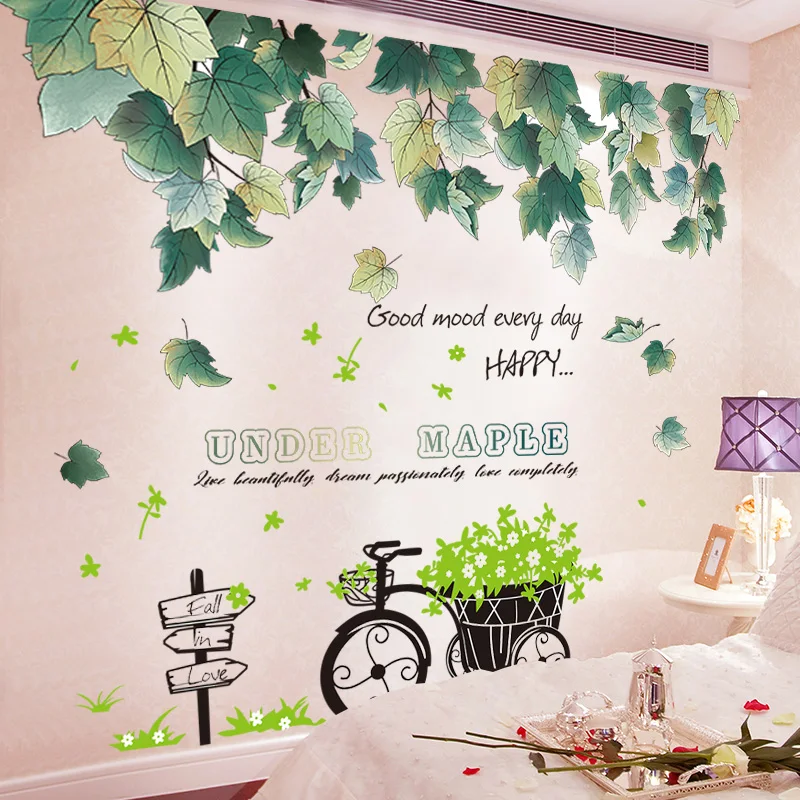 

[SHIJUEHEZI] Festooned Vehicle Wall Stickers DIY Maple Leaves Mural Decals for Living Room Bedroom Home Decoration Accessories