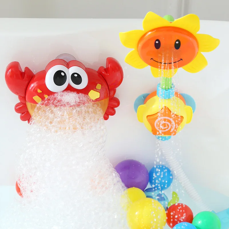 Bubble Crabs Music Baby Bath Toys Kids Pool Swimming Bathtub Soap Machine Automatic Funny Crab Frog Cloud Duck BathToy | Игрушки и хобби