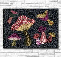 hand painted oil painting wall painting yayoi kusama mushrooms obst home decorative wall art picture for living room painting