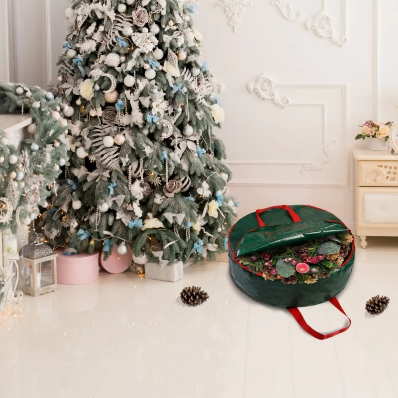 Рождественская сумка для хранения защита сезонных венков с ручкой молния от пыли