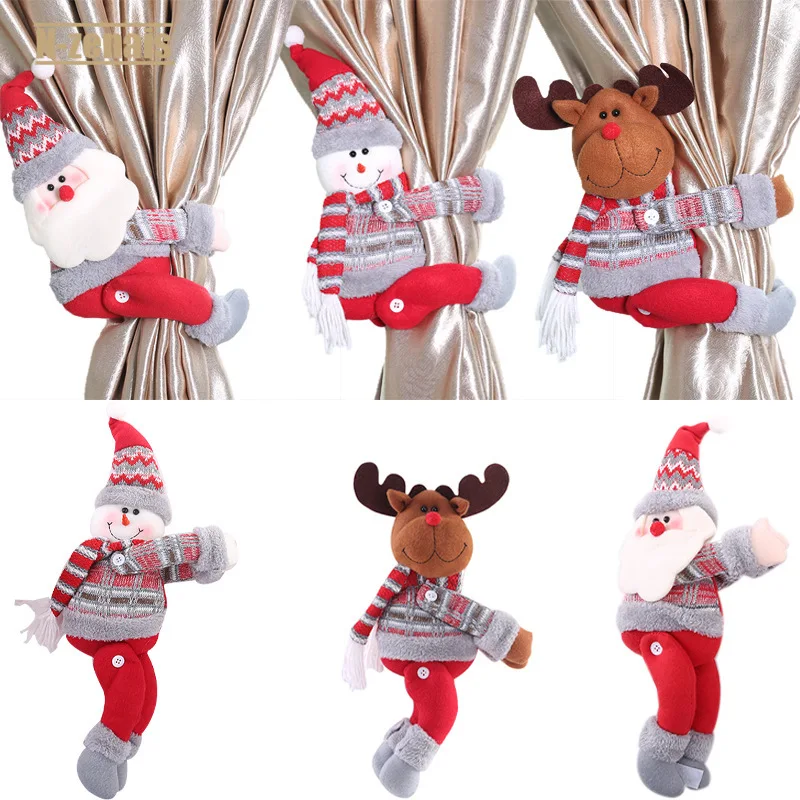 

Creative New Christmas Decorations Curtain Door Curtain Button Holiday Window Scene Arrangement Cartoon Doll Holding Button