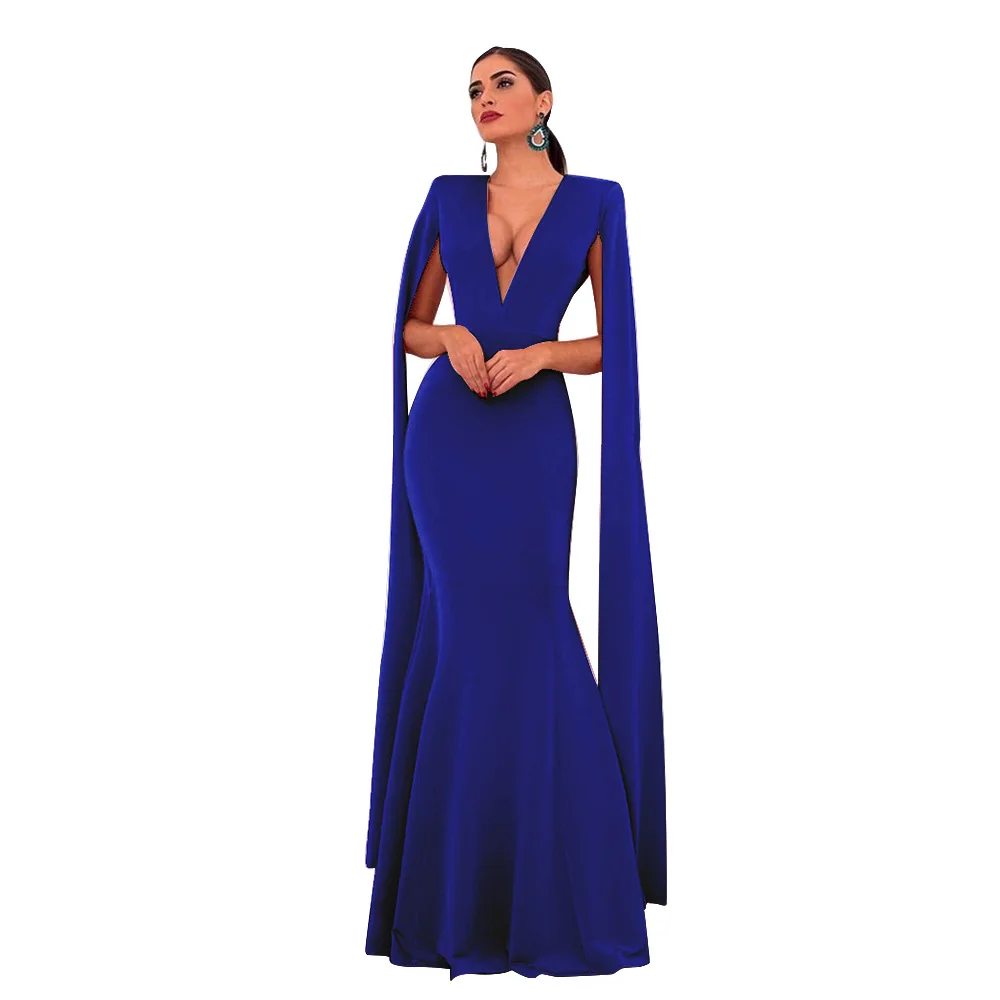 

Sexy European and American Long Skirt Fishtail Dress V-neck Halter Shawl Banquet Popular Women's Dress