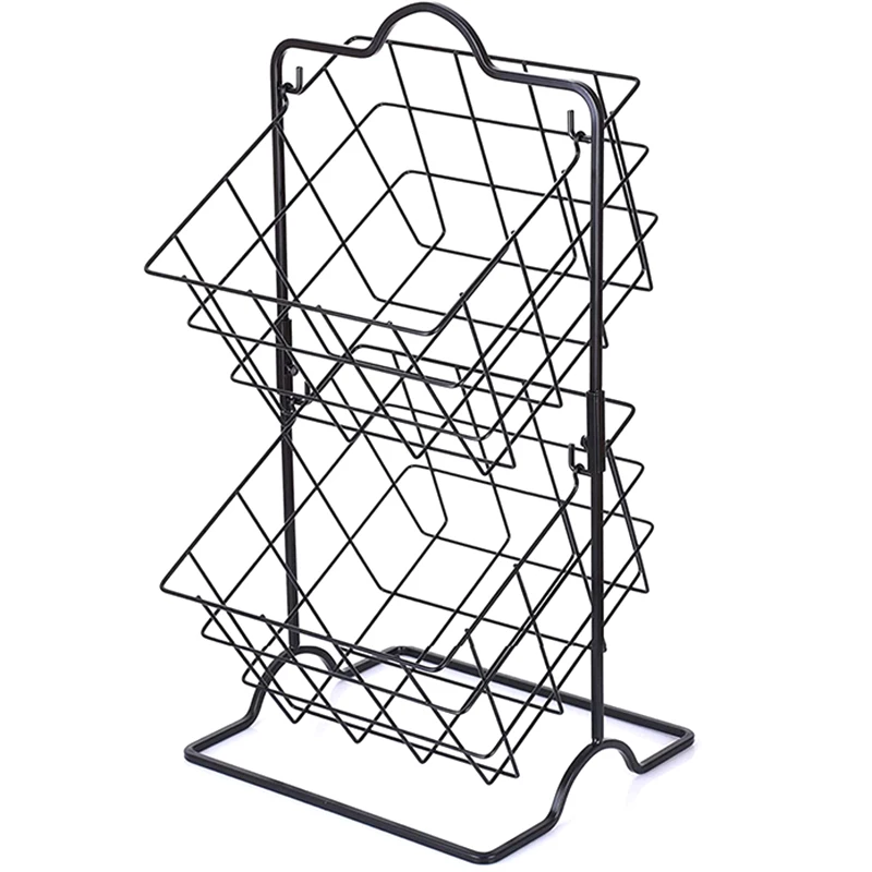 

2-Tier Metal Fruit Basket for Countertops - Durable Steel Fruit Stand Storage & Organizer - Freestanding Fruit Holder