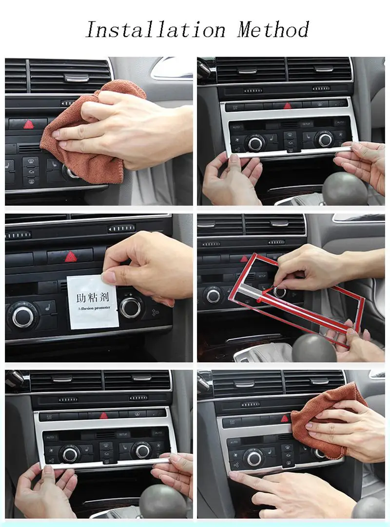 Car Styling For Audi A6 C5 C6 Dashboard Keyhole Decorative Frame Air Vents Panel Covers Carbon Fiber Stickers Trim Accessories