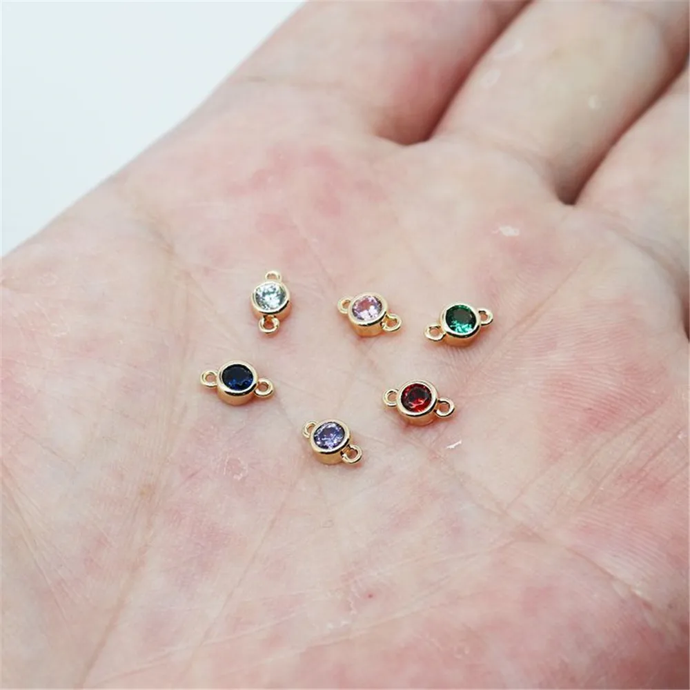 

18K gold color set zircon multi-color double hanging pendant handmade diy earrings accessories bracelet jewelry material