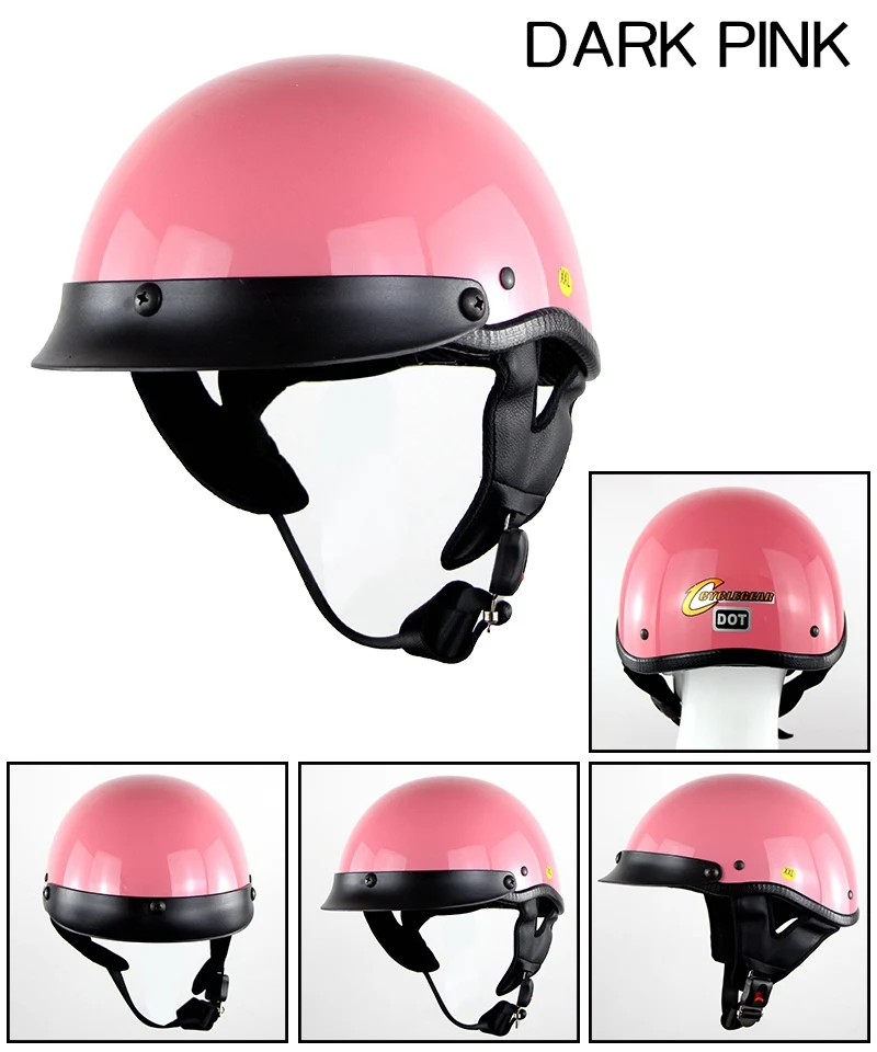 Мото rcycle шлем электрический автомобиль capacete casco мото мопед шлем призрак голова Половина велосипед мото крест шлем хищника - Цвет: DARK PINK