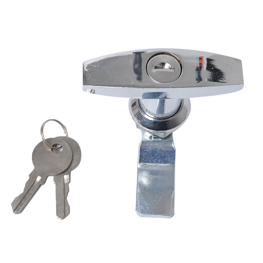 Silver Safe Garage Door Opener T Handle Lock With 2 Keys For Toolbox Cabinet | Marine Hardware