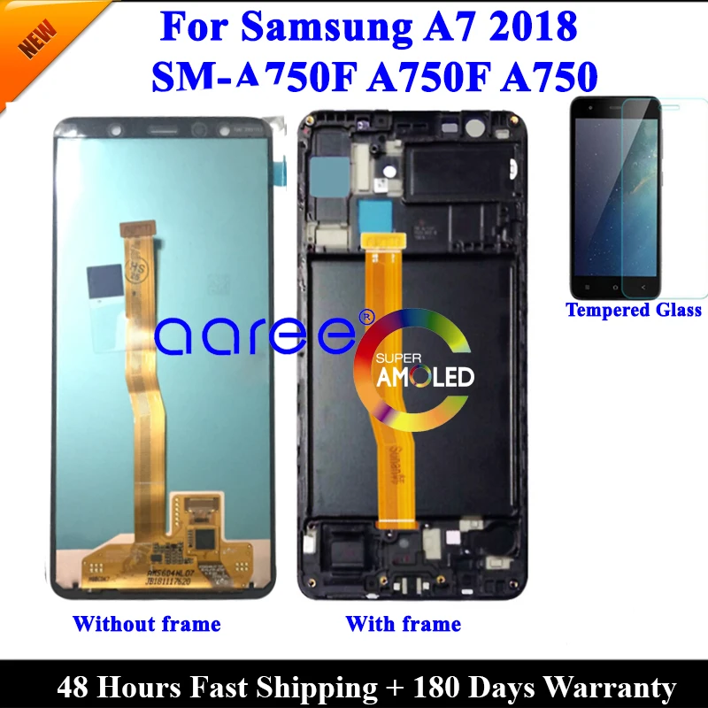 Super AMOMLED Original LCD For Samsung A7 2018 A750 lcd A750F Screen Touch Digitizer Assembly | Мобильные телефоны и
