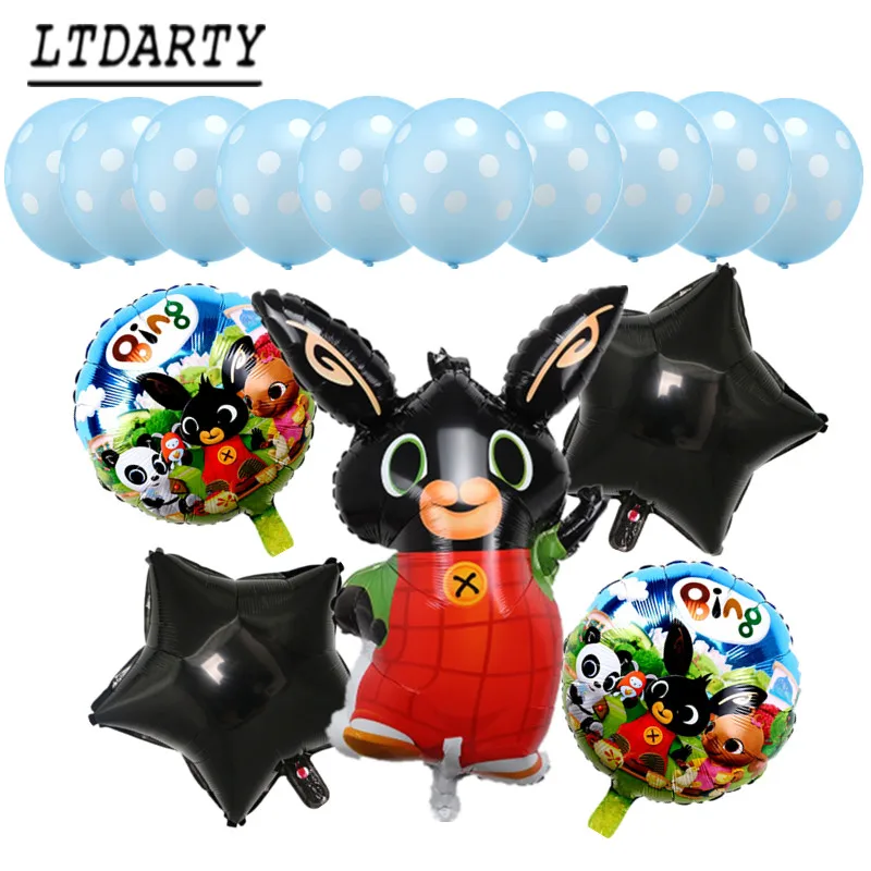 15pcs as picture 15 шт. 86*60 см Bing Банни фольгированные шары мультфильм кролик Воздушные шары 12 дюймов красный черный горошек латексные шары День рождения Декор поставки T - Цвет: 15pcs as picture