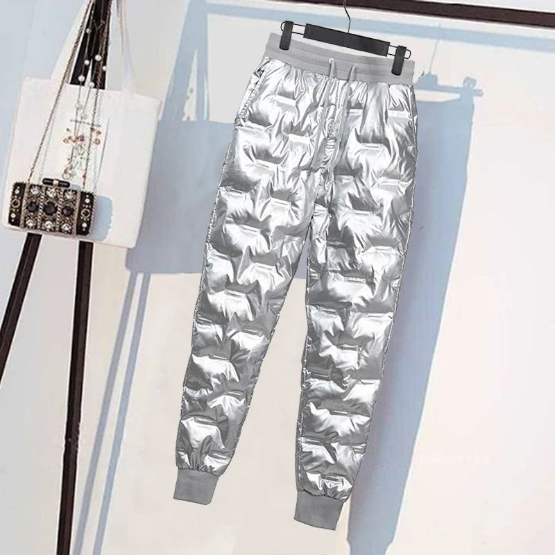 Зимняя одежда водонепроницаемые Глянцевые зимние теплые спортивные брюки