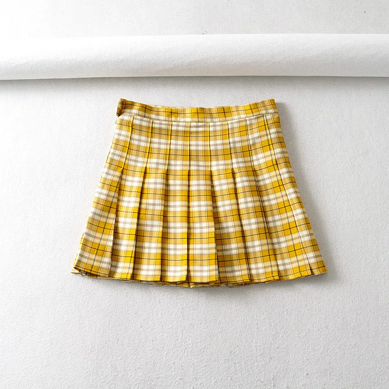

4 Color New Summer Purple Women Skirts High Waist Sexy Tartan Pleated Skirt Female Fashion Casual Mini Skirt Mujer