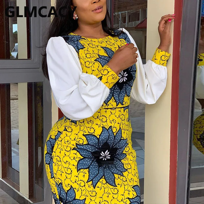 

Women Lantern Sleeve Bodyycon Mermaid Dress Elegant OL Evening Party Dresses