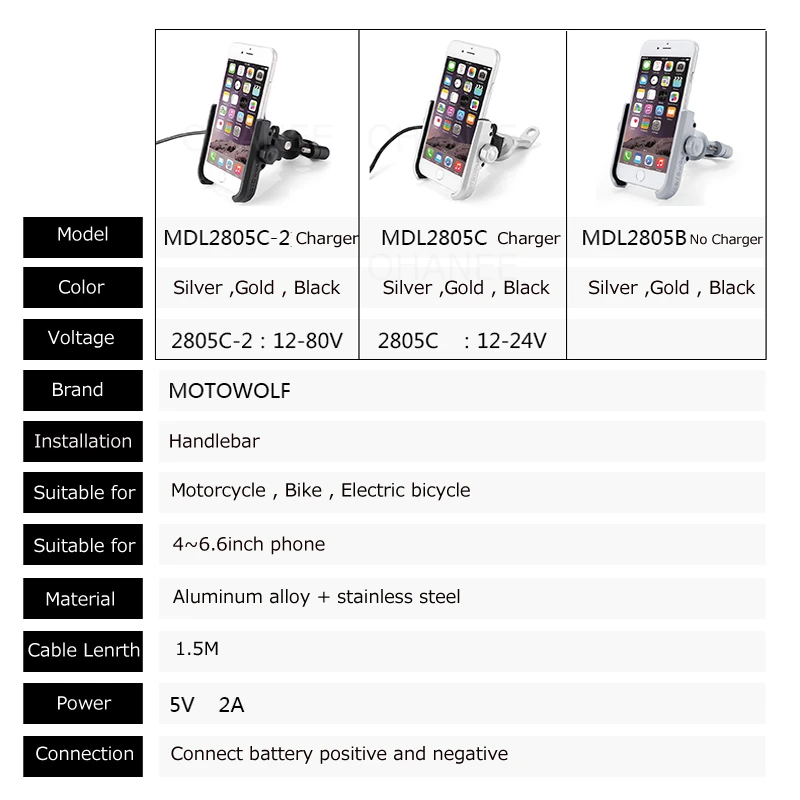 Универсальный держатель для сотового телефона MOTOWOLF на мотоцикл велосипед