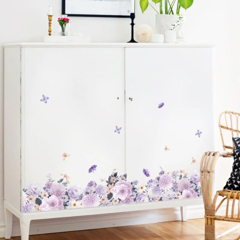 

Peony skirting porch cabinets corridors aisles corners self-adhesive background decorative wall stickers