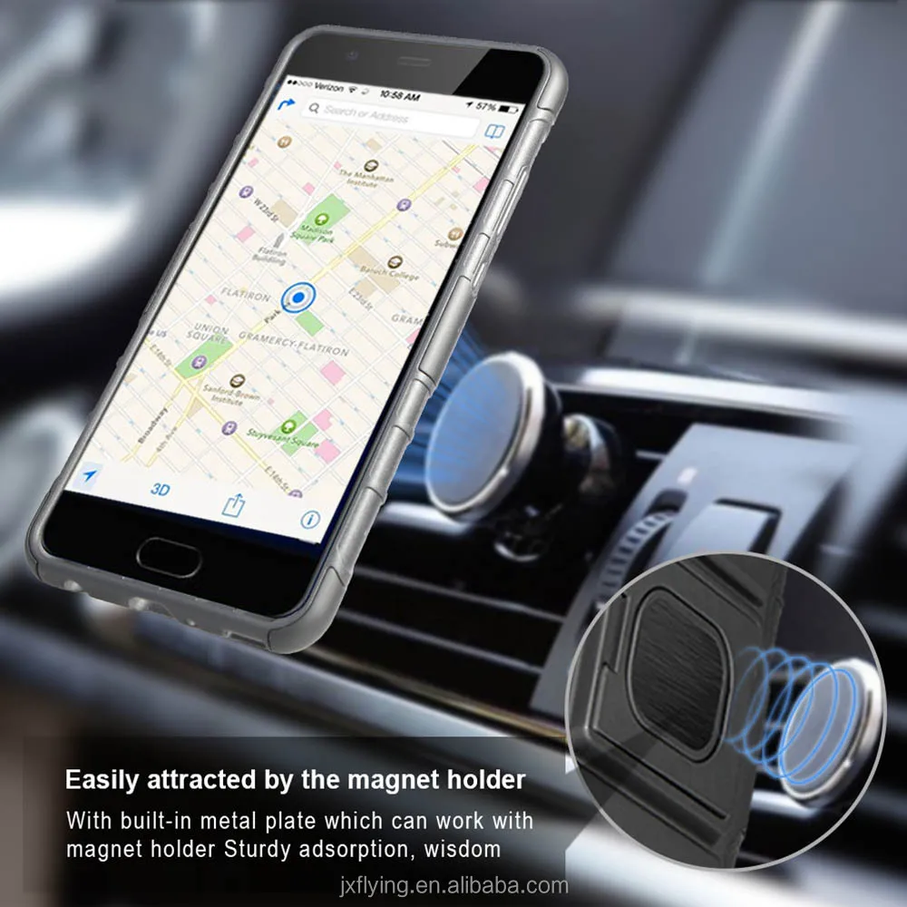 

New arrival tpu pc magnetic car mount holder ring armor holster phone case for Huawei P10 plus with kickstand casing