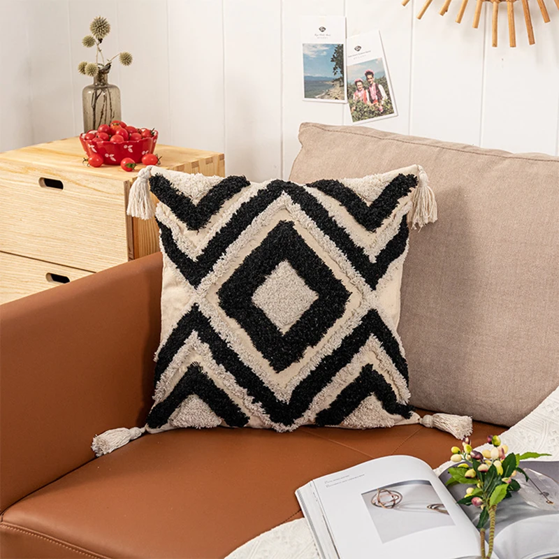New Boho Tufted Cushion Cover Morocco Geometric Pillow Case Plush Decorative 45*45cm/30*50cm Sofa Bed Home Decor | Дом и сад