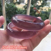 imperial purple round strip wide striped chalcedony brazilian agate jingle bracelet ice through jade
