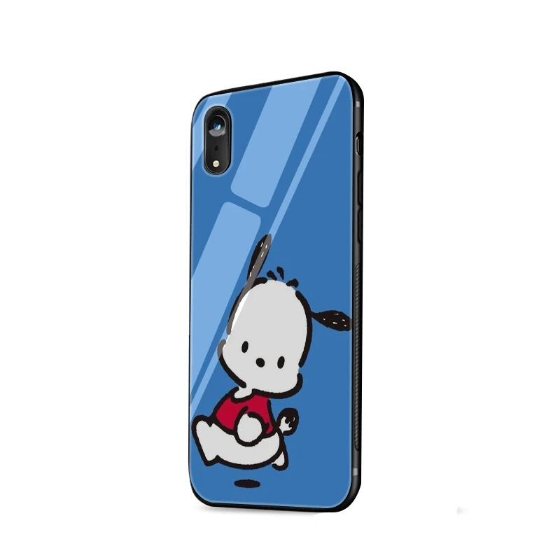 Mobile Phone Case Glass For iPhone Apple XR X XS Max 5 5s SE 6 6S 7 8 Plus Cover Sanrio Pochacco Shell |