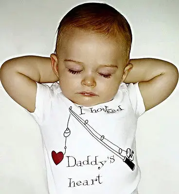 

Printed Letter I Hooked Daddys Heart Newborn Infant Clothes Baby Girl Boy Romper One Piece Jumpsuit Baby Onesie