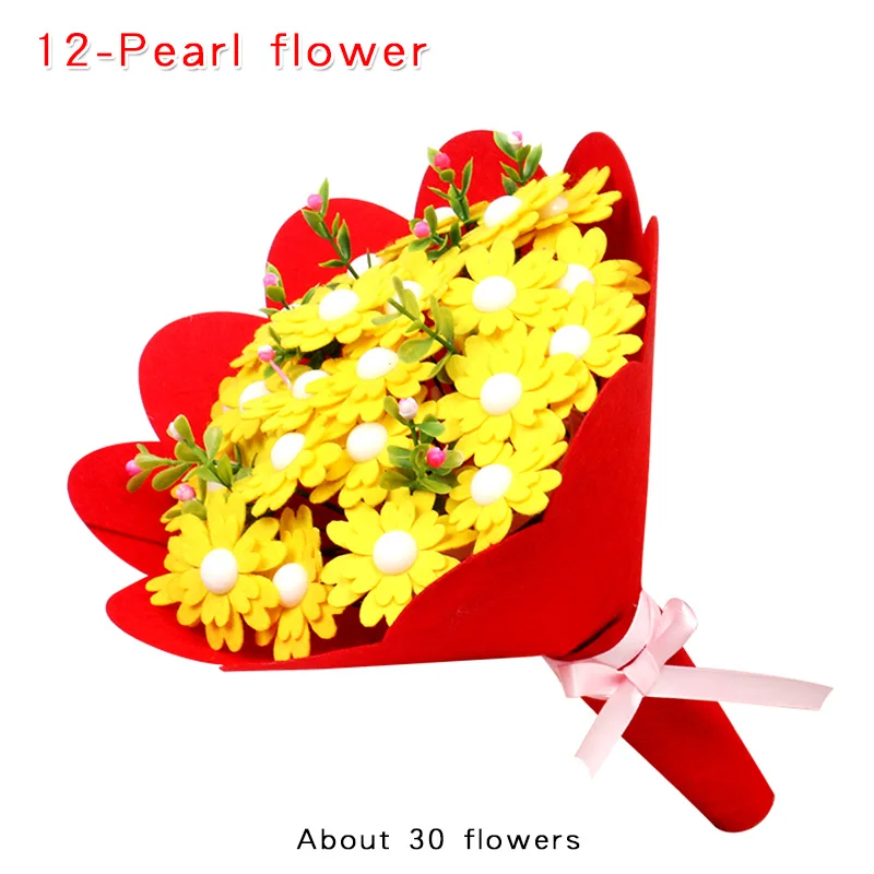 12-Pearl flower Детский Набор для творчества ручная работа художественный букет из искусственных цветов Свадебные цветы для домашнего декора игрушка-головоломка ученик отправка на День учителя подарок матери - Цвет: 12-Pearl flower