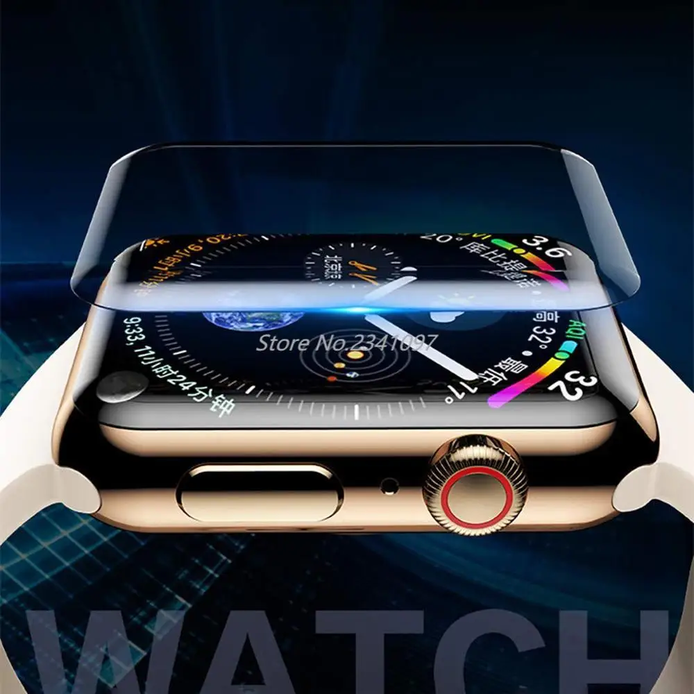 20D полное покрытие закаленное стекло для Apple Watch 38 42 40 44 мм УФ клей Защита экрана