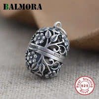 balmora 100 925 silver hollow plum blossom pendant for women men vintage amulet hollow sachet pendant jewelry without chain