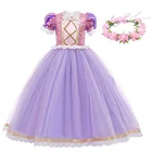 Роскошное платье Рапунцель для девочек, Кружевной Костюм принцессы, расшитый блестками, детское платье на Хэллоуин, Рождество, вечеринку, детский свадебный бал