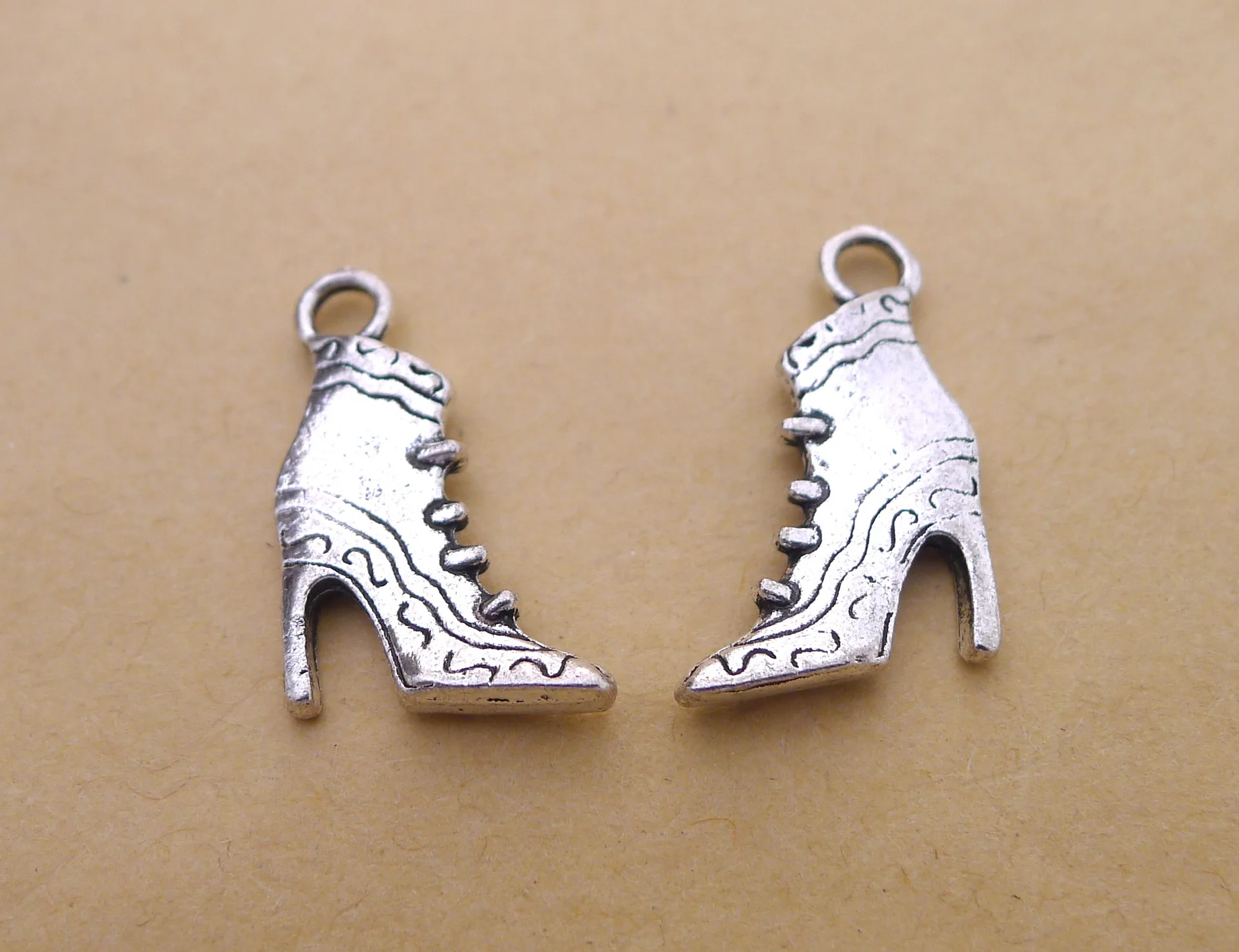 

Charm for making jewelry 5pcs 14x22mm antique silver color High heel charms