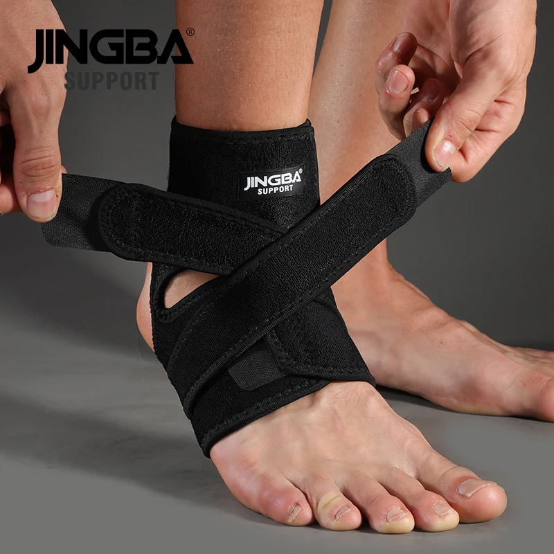 JINGBA SUPPORT 1PCS 3D Neoprene Adjustable Ankle Support Protector Football Basketball Brace Protective tobillera | Спорт и