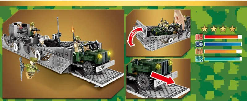 WW2 американская армия Нормандия D день LC3 посадки ремесло batisbricks строительный блок мировая война американские фигурки истребитель джип кирпичи игрушки