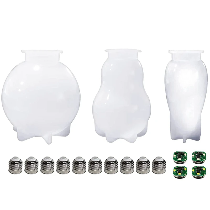 

Silicone Resin Mold 3 Pieces of LED Bulb Silicone Mold Suitable for Resin 3D DIY Resin Silicone Mold Christmas Gift