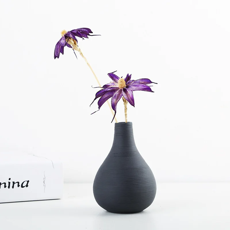 С простым чертежем из черной керамики мини ваза высокого качества чай настольные