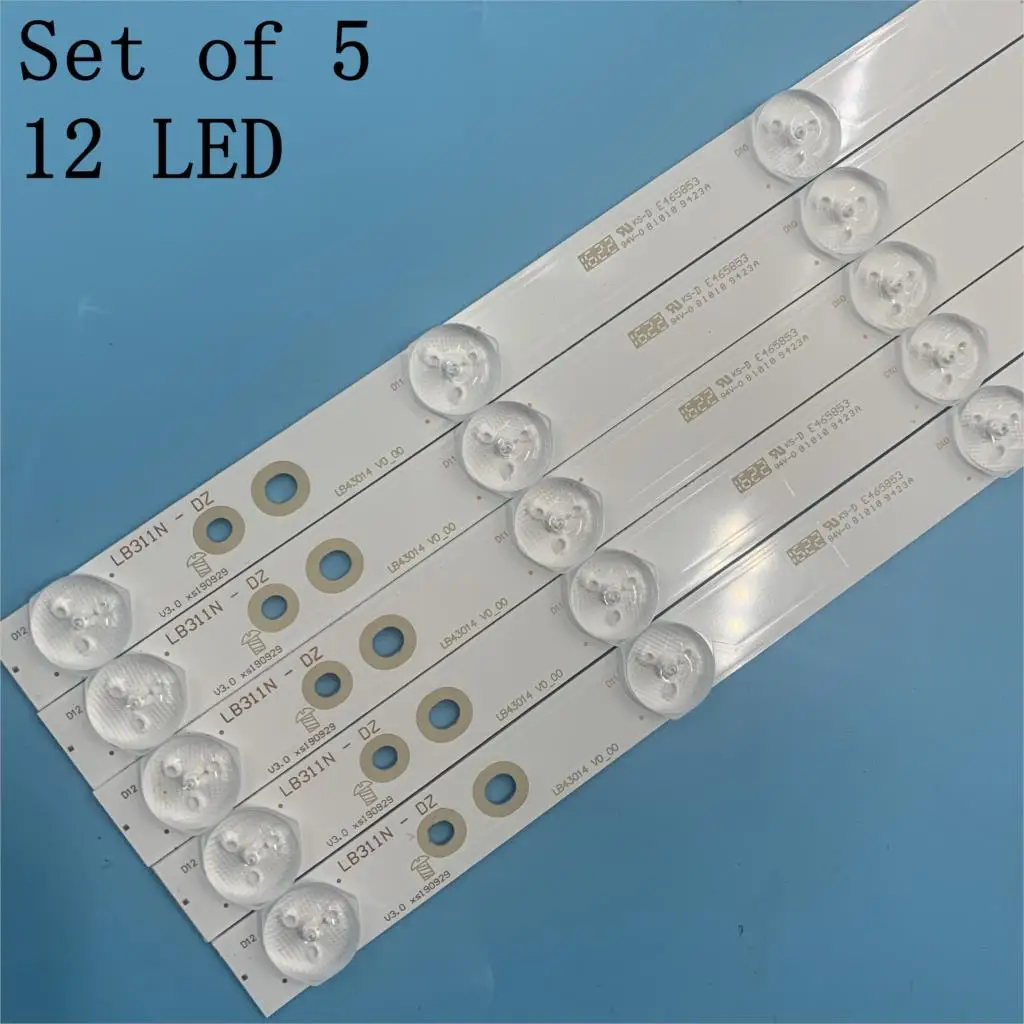 100% новый 5 шт./комплект светодиодный полоски для PHI LIPS 43 TV 43PUS7202 43PUH6101 43PUS6551 43PUS6401 12