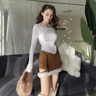 Женская винтажная замшевая юбка цвета хаки, привлекательная облегающая трапециевидная мини-юбка с завышенной талией и запахом, уличная одежда на весну 2021